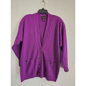Classiques Entier Size M Womens Purple 100% Merino Wool Button Up Cardigan